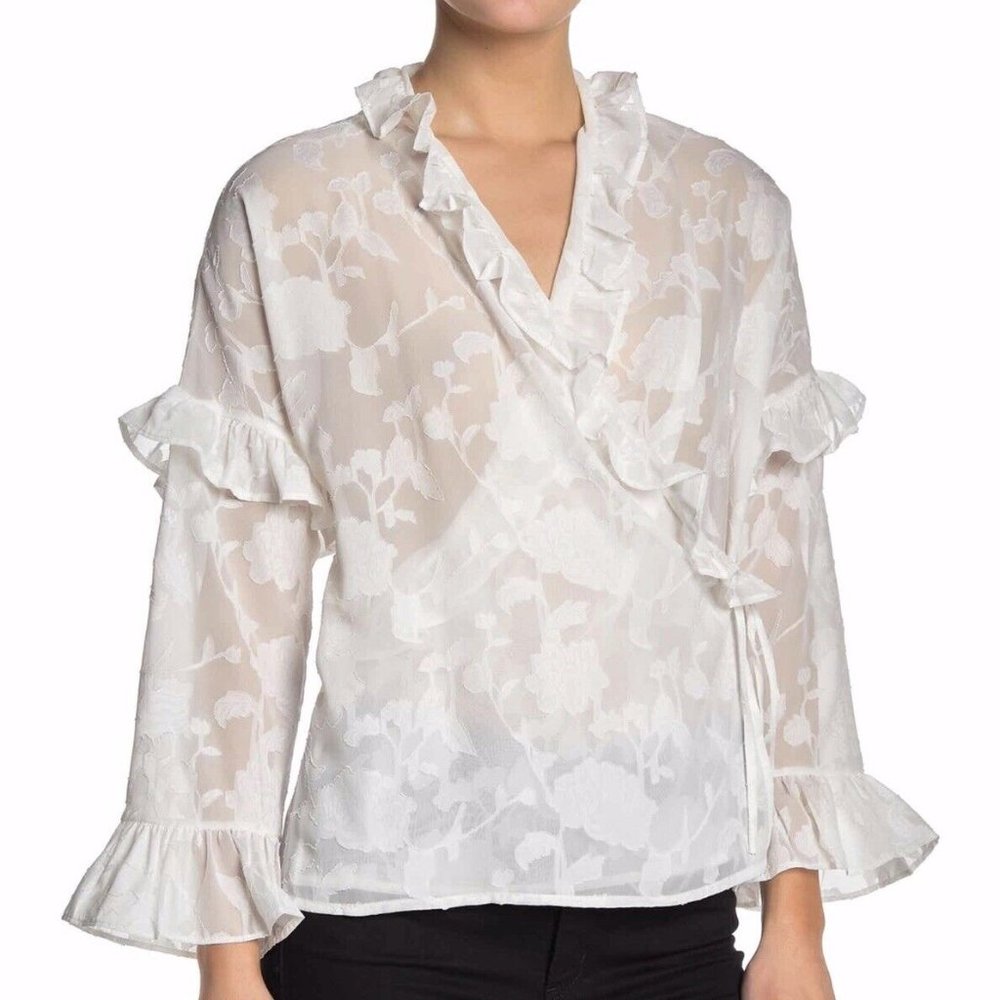 French Connection Clarita Ruffle Wrap Top | Size M | *New with tags